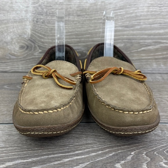 L.L. Bean Hand-Sewn Flannel Lined Men\'s Sz 9M Tan Brown Slip On Moccasin Loafers main image 8